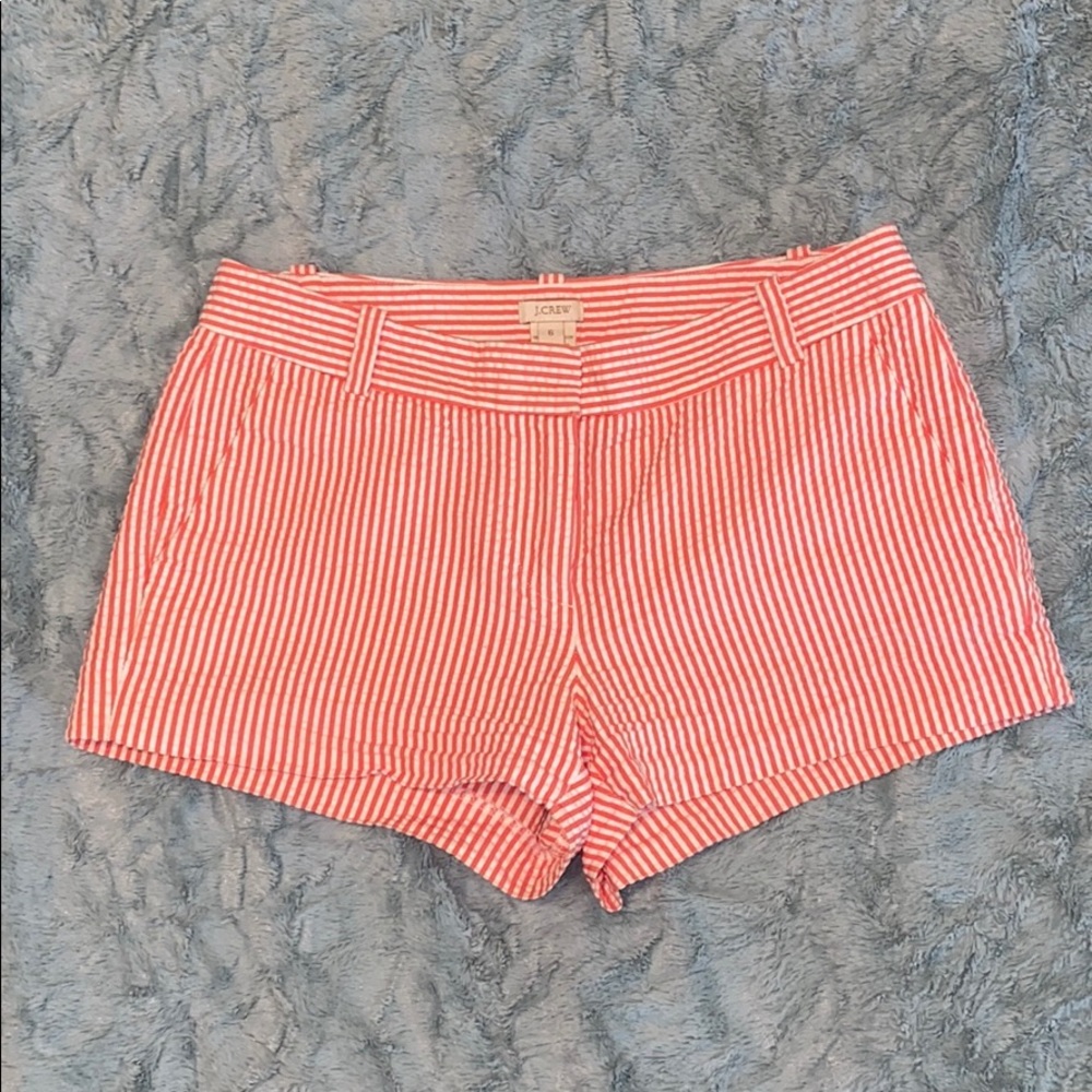 Peachy Seersucker J. Crew 3” Chino Shorts